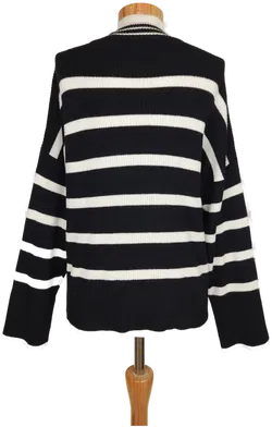 ONLY Damen Pullover weiß/schwarz gestreift - M/38 - Bild 2