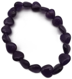 Armband, Herzperlen aus Amethyst, lila – Vorschau 1