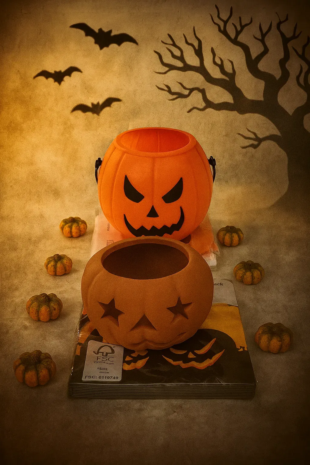 Halloween Set mit Kürbisgefäßen & Servietten - Bild 4