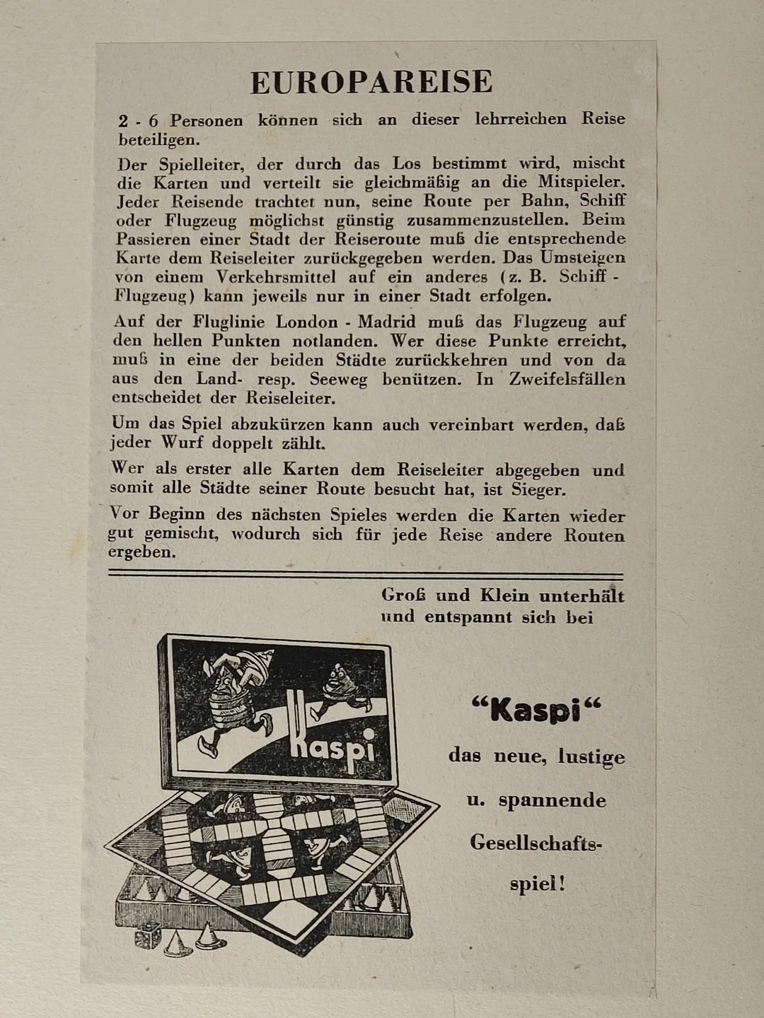 Europareise durch Reisebüreau KASPI - Gesellschaftsspiel - KASPI – Bild 4