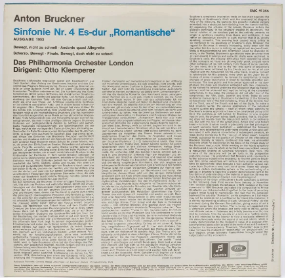 Vinyl LP - Anton Bruckner, Philharmonia Orchester London, Otto Klemperer - Sinfonie Nr. 4 Es-dur, Romantische  – Bild 2