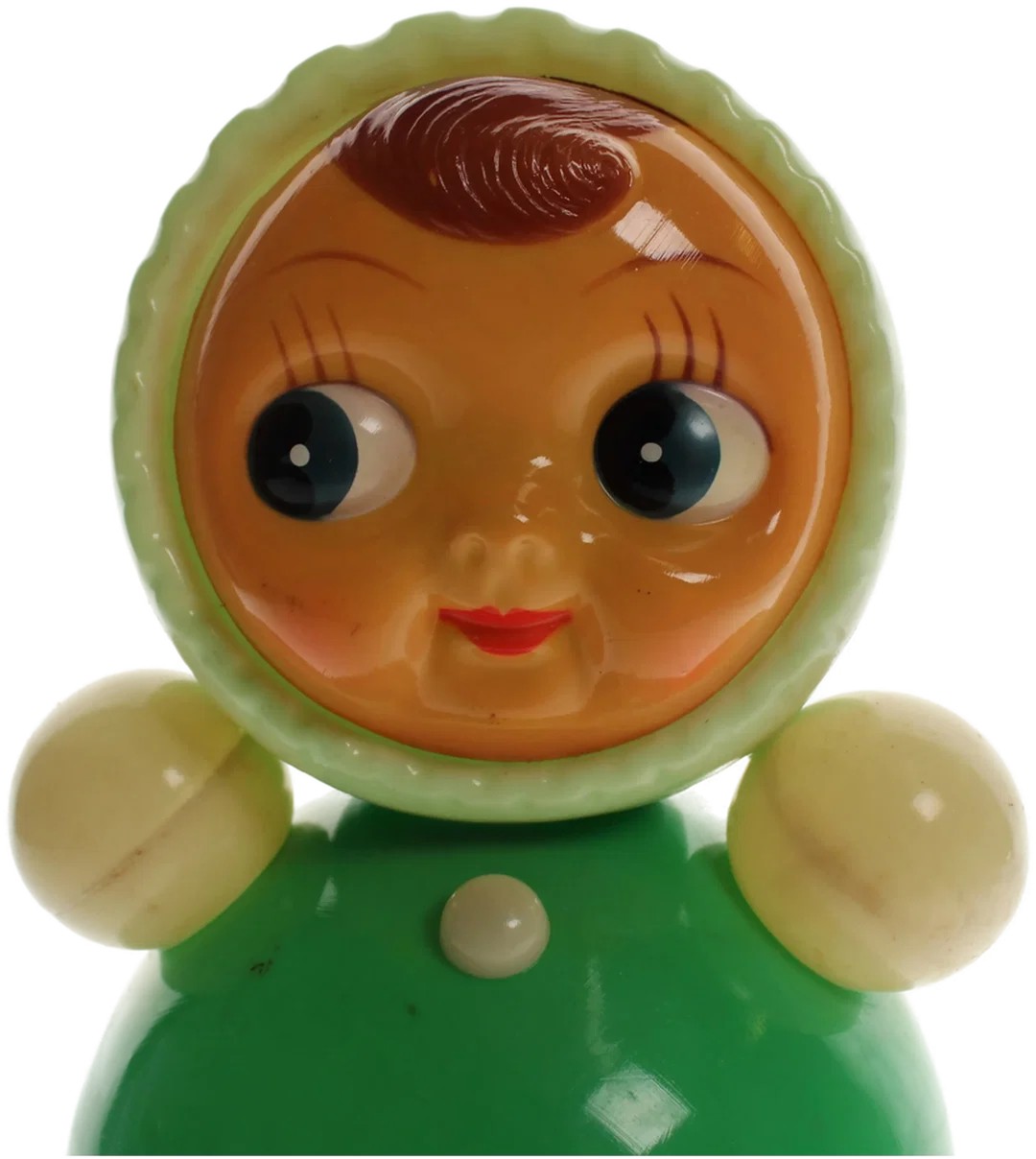 Vintage Stehaufpuppe mit Geräuschfunktion – ca. 22,5 cm – Kunststoff – Klassisches Babyspielzeug – Sammlerstück – Bild 2