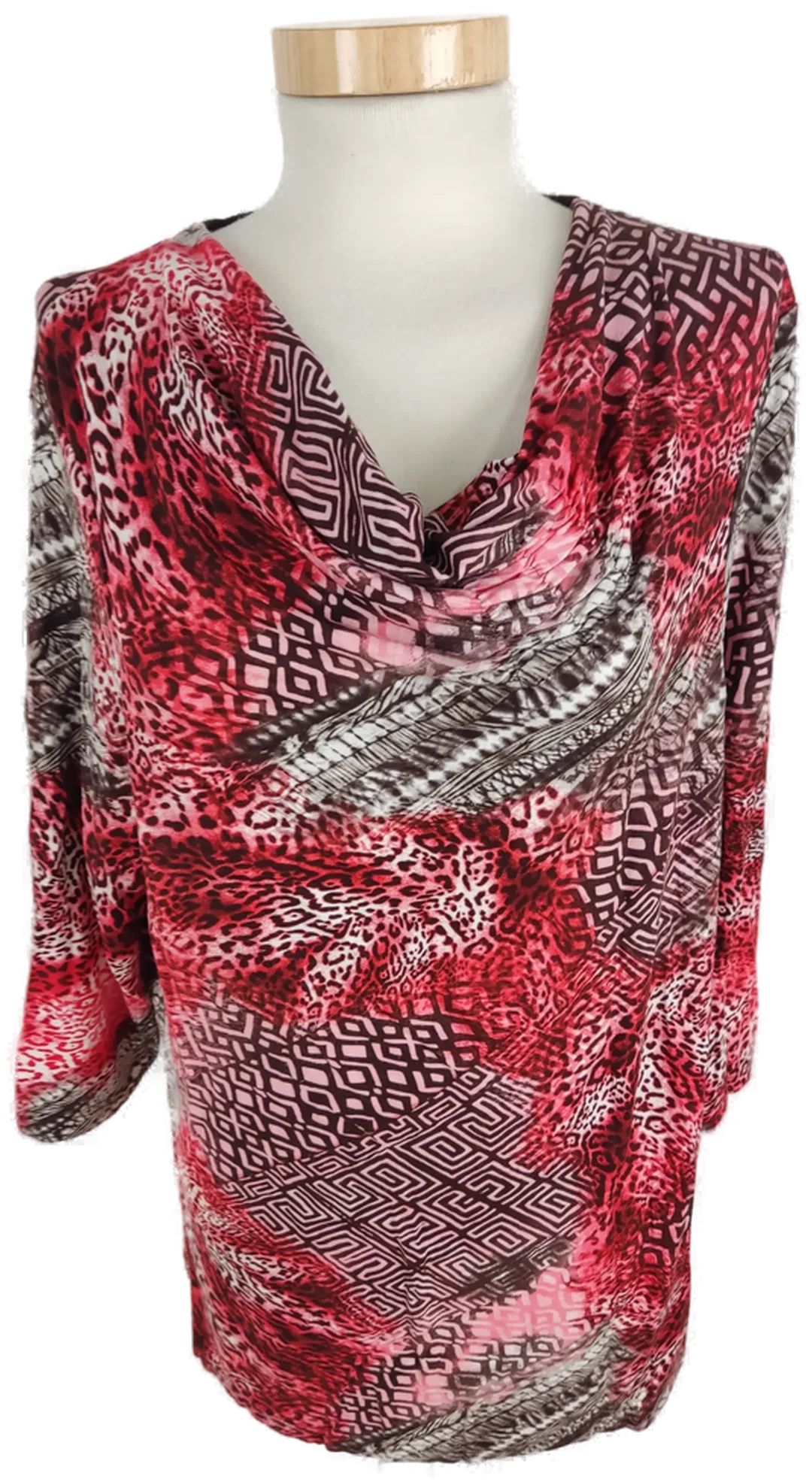 Damen T-Shirt Charles Vögele, rot/braun gemustert, Größe L, dreiviertelarm - Bild 1
