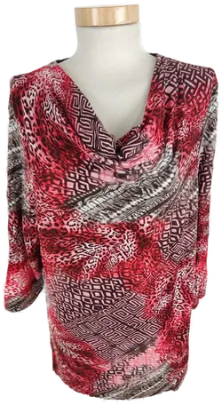 Damen T-Shirt Charles Vögele, rot/braun gemustert, Größe L, dreiviertelarm - Bild 1