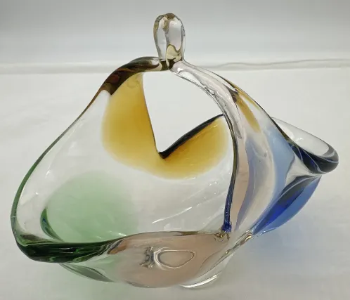 Mehrfarbige Glaskorbschale Vintage – Bild 1