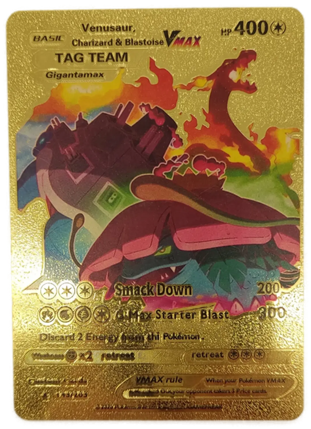 Pokémon Sammelkarte Goldfolie Basic Venusaur, Charizard & Blastoise Vmax - Bild 4