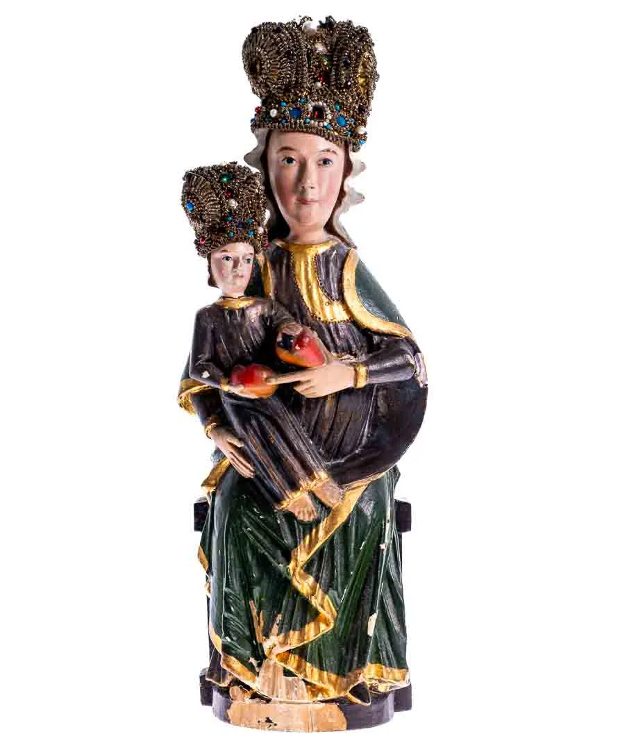 Skulptur Madonna mit Kind aus Holz, 42cm hoch - Bild 4