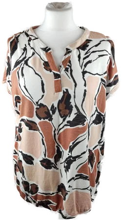 Bonita Hemdbluse L in Weiß-Beige-Braun | Casual-Vintage