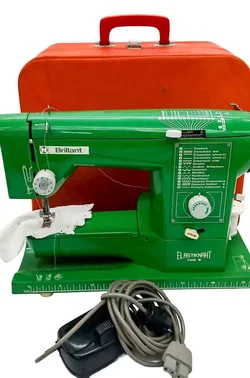 Brillant Elastiknaht 702 S Nähmaschine Freiarm Grün Retro Vintage Koffer - Bild 3