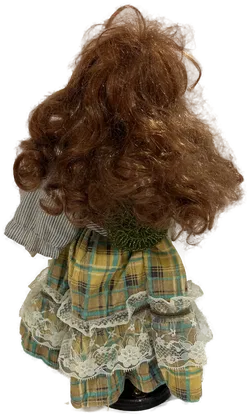 Sammelpuppe mit Puppenständer 40 cm kariertes Kleid - Bild 2