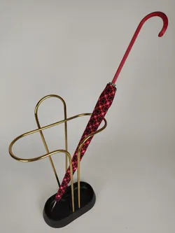 Vintage-Flanierschirm / Sonnenschirm / Damenschirm - rot-rosa-blau bedruckt - Bild 5