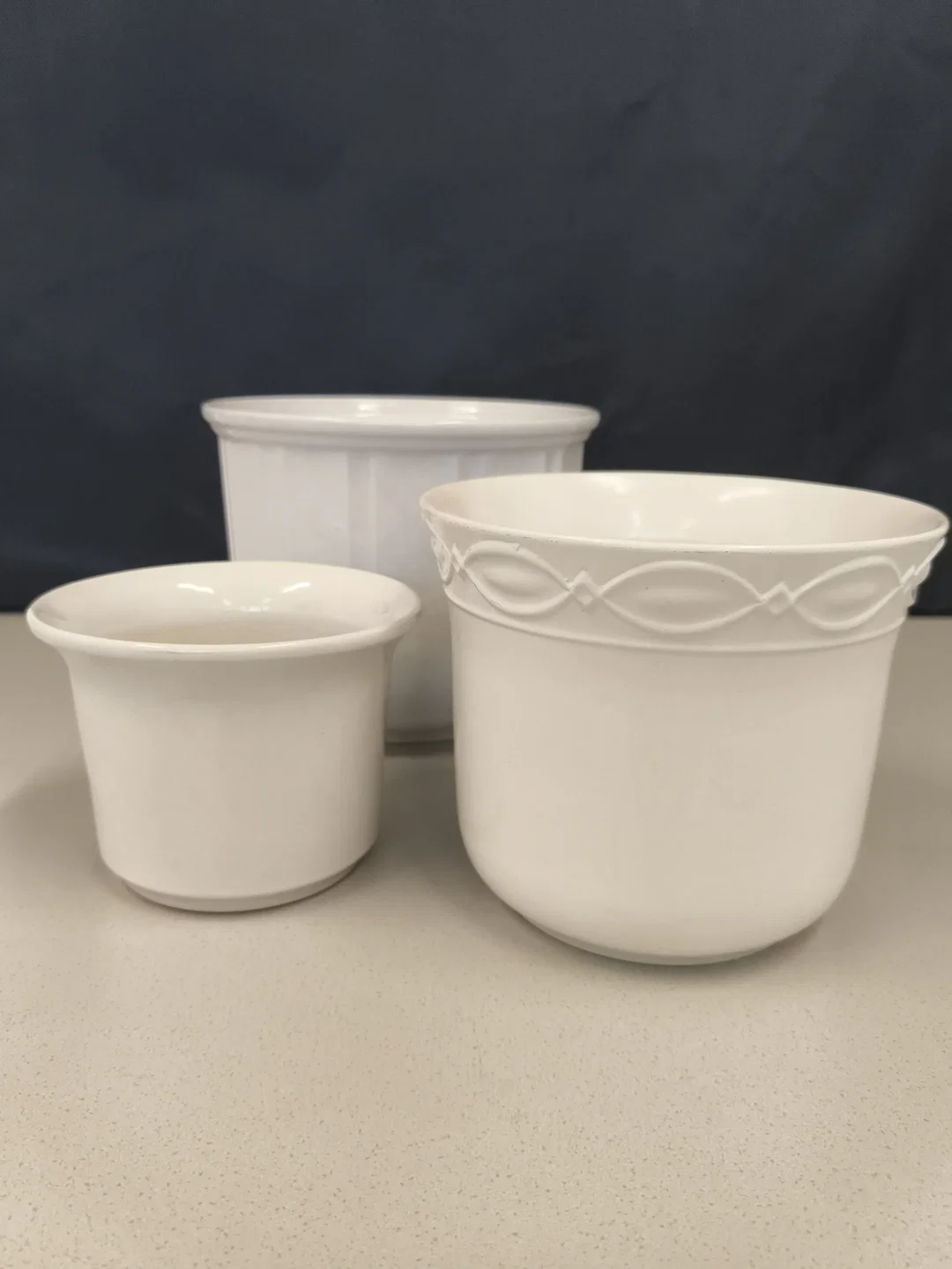 Set Weiß, 3 Übertöpfe Keramik - Bild 1
