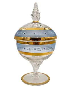 Bonboniere aus Glas mit Goldrand, ca. 19 cm - Bild 1