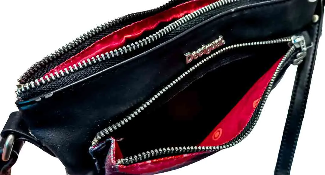 Desigual Umhängetasche Schwarz Rot Muster 24 x 17 cm – Bild 2