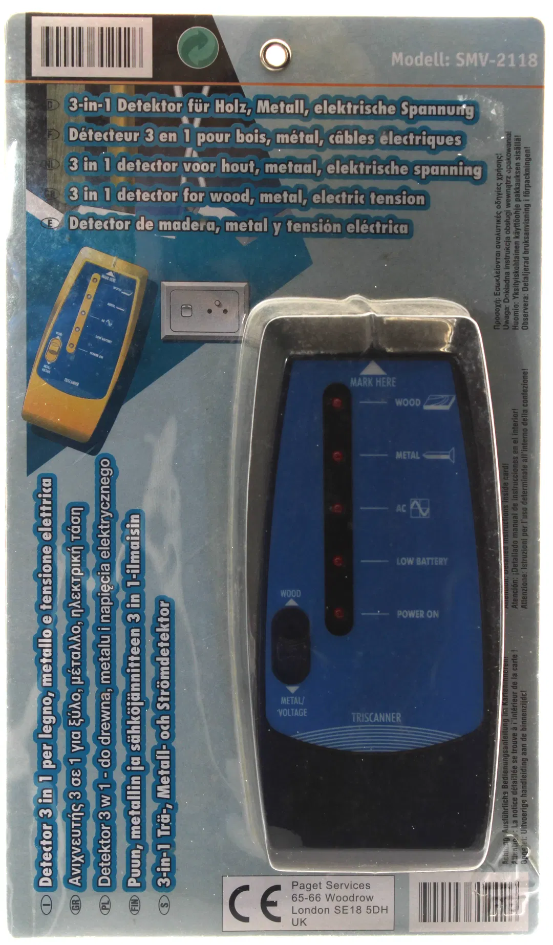 3-in-1 Detektor SMV-2118 – Holz, Metall & elektrische Spannung, Wandscanner - Bild 1
