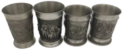 Zinnbecher Set mit Relief, 4 Stück, ca. 9–10 cm - Bild 7