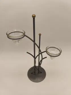 Kerzenständer, Teelichthalter , silber/Glas - Bild 2