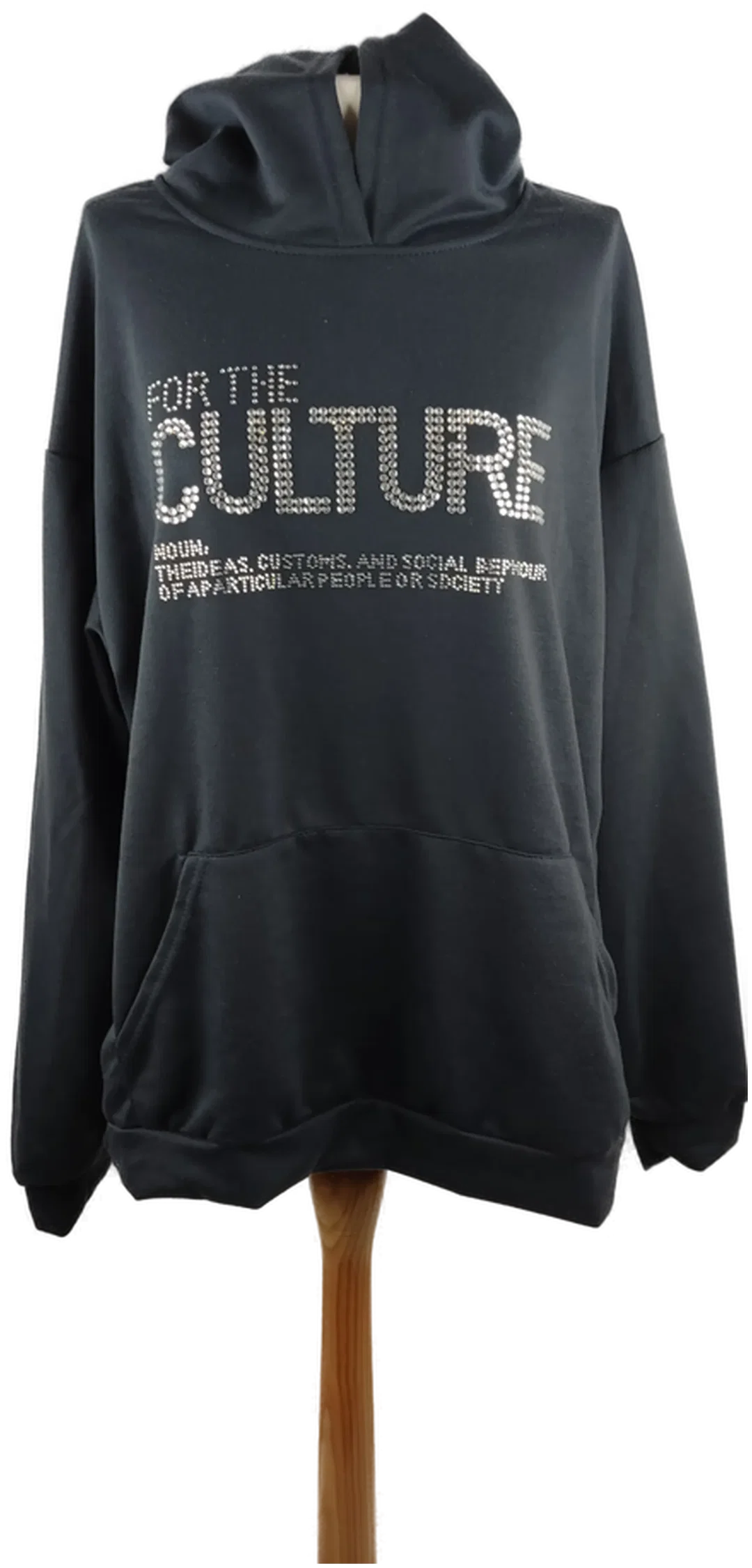 RAP Kapuzenpullover Damen Schwarz Strasssteine | Casual-Chic - Bild 1