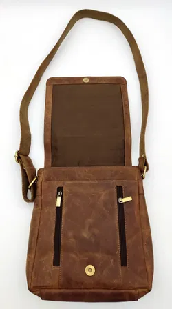 L&B Herren Leder Umhängetasche, braun - Bild 3