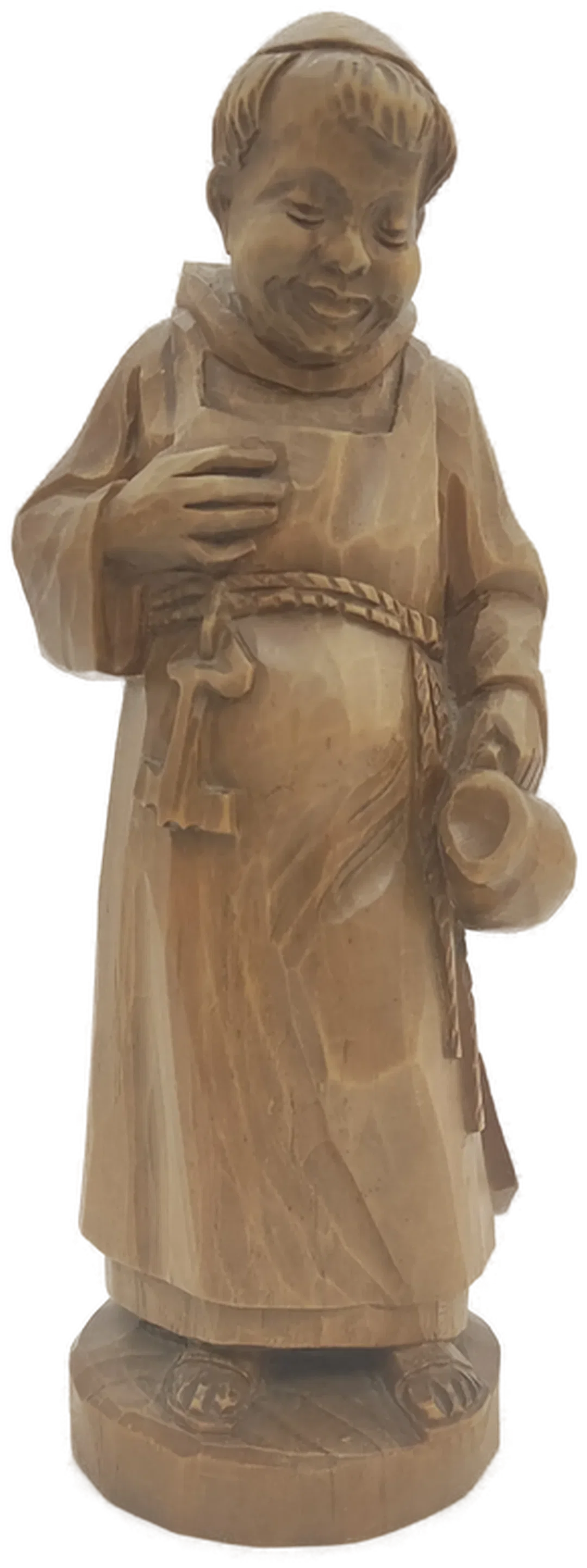 Handgeschnitzte Mönchsfigur aus Holz, ca. 22 cm - Bild 1