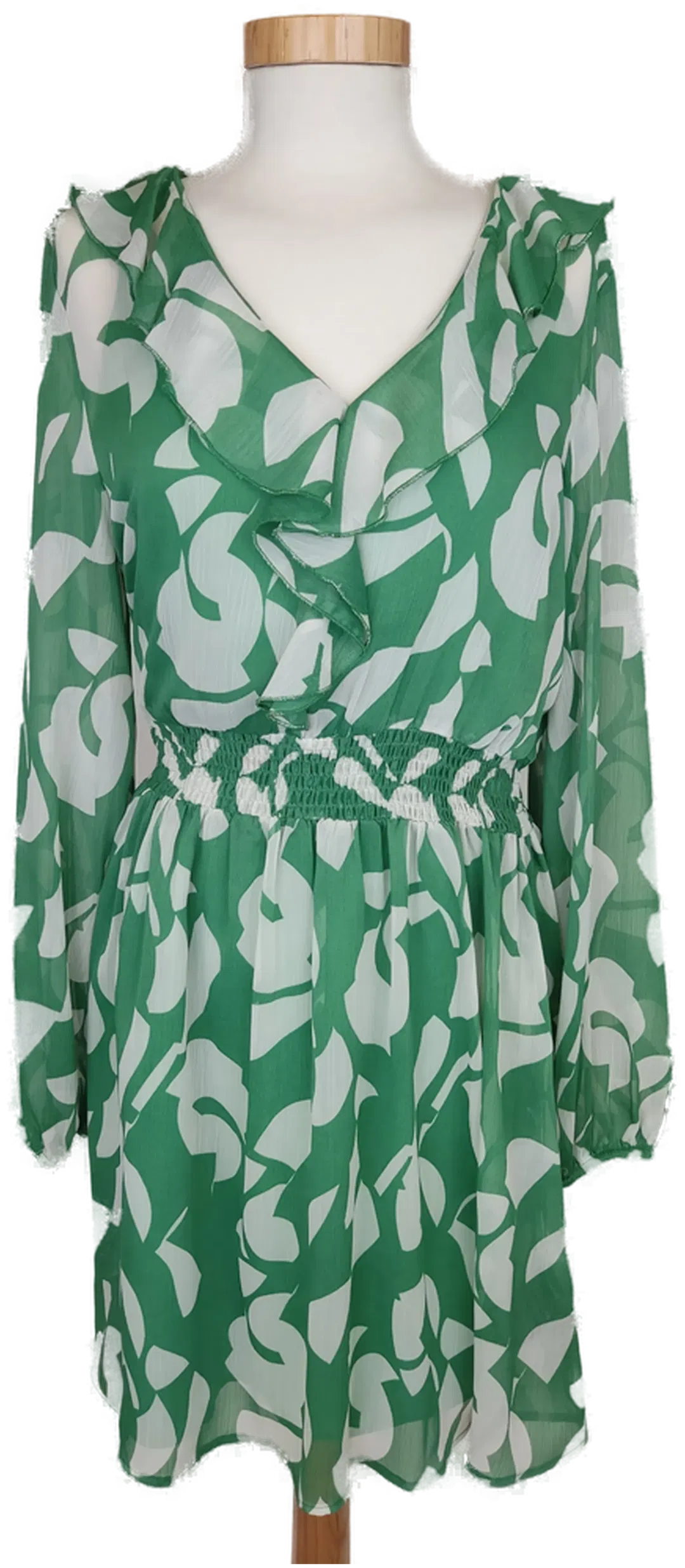 C&A Damen Boho Kleid grün/weiß gemustert - M/38 - Bild 1