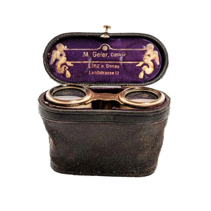 Messing Opernglas in Elfenbein-Optik mit Tasche - Bild 2