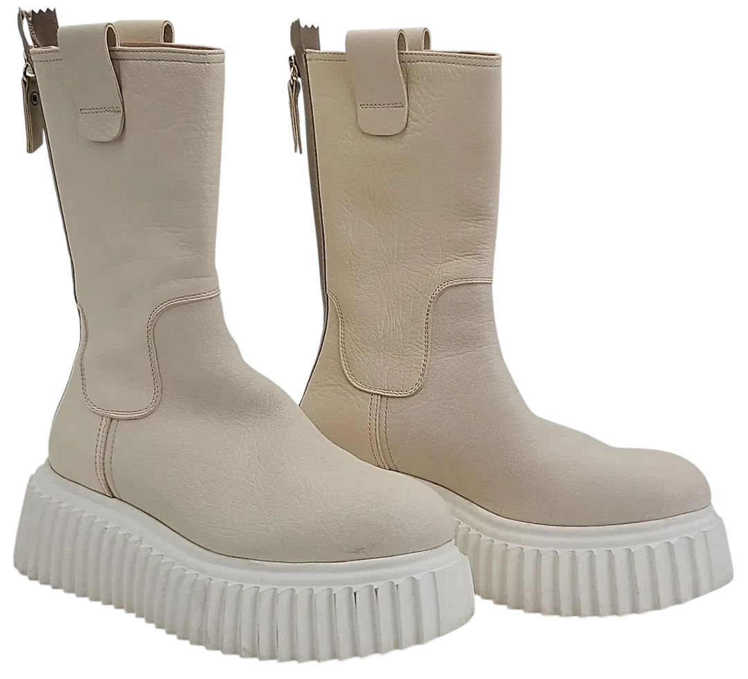 AGL Damen Plateau Leder Boots, creme - Gr. 36 - Bild 1