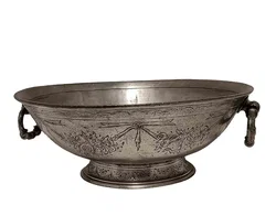 Prachtvolle Barock-Stil Zinnschale mit floraler Gravur - Bild 1