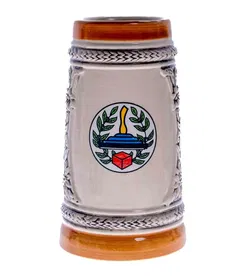 Bierkrug GERZ mit Stockschießmotiv und Kirchenmotiv, Höhe 14cm - Bild 1