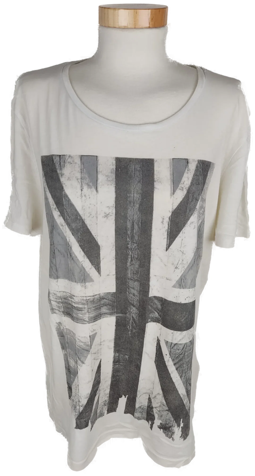 T-Shirt "H&M", kurzarm mit Rundhalsausschnitt, weiß mit Aufdruck, Größe L – Bild 1