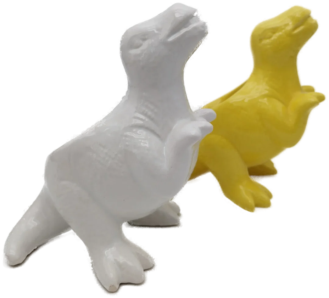 T-Rex Übertöpfe 2er -SET in Gelb und Weiß  - Bild 1