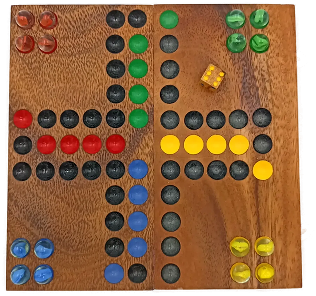 Mensch ärgere Dich nicht aus Holz mit Murmeln - Bild 4