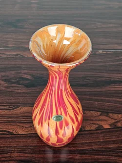 Glashütte Schwanenstadt Dekovase - orange/rot marmoriert - Höhe 28,5 cm – Vorschau 2