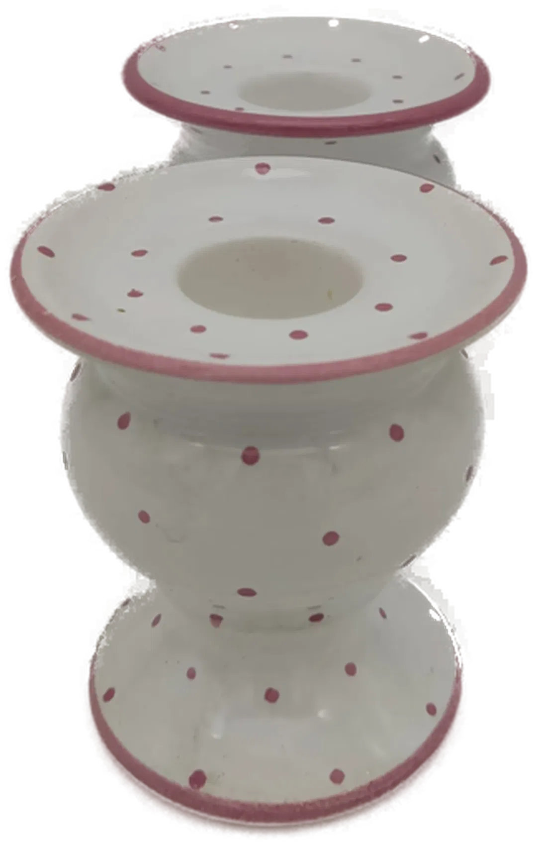 Gmundner Keramik Kerzenhalter Set (2 Stück) rosa Tupfen - Bild 4