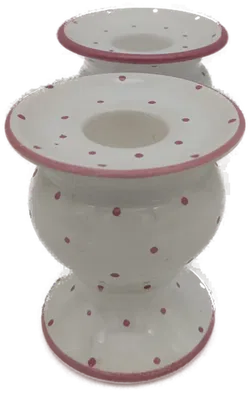 Gmundner Keramik Kerzenhalter Set (2 Stück) rosa Tupfen - Bild 1