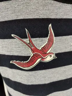 T-Shirt 'King Kerosin', 3/4 Arm mit Rundhalsausschnitt, grau/schwarz gestreift, Größe S - Bild 4