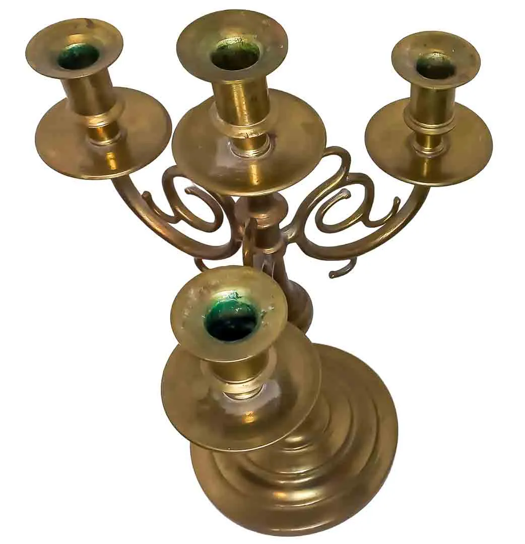 Edler 3-armiger Kerzenleuchter aus massivem Messing (34 cm) – Bild 2