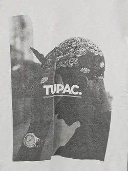 Herren T-Shirt mit Tupac-Aufdruck, weiß - Gr. XS – Vorschau 4