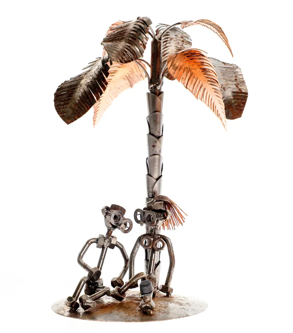 Steelman 24 Schraubenmännchen „Paar unter Palme“ – Handmade Metallkunst - Bild 4