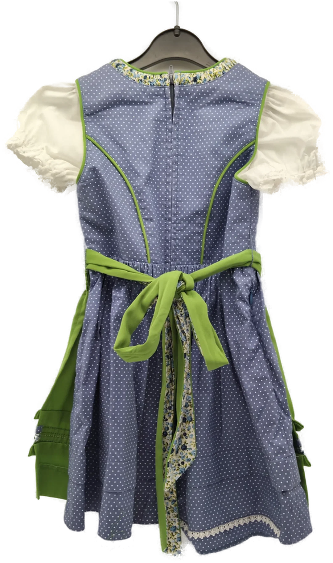 Kinderdirndl Größe 98 Grün-Blau Mit Weißer Bluse | Liebenswerter Klassiker – Bild 2