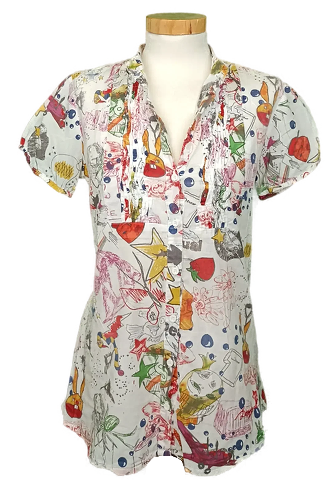 Desigual Damen bluse weiß gemustert Gr. S – Bild 1