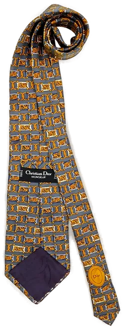 Dior Herren Vintage Krawatte grau/gelb gemustert - Bild 2