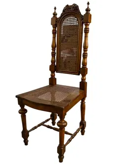 Vintage Sessel Gründerzeit-Hochlehner mit Wiener Geflecht und Rosenschnitzerei - Bild 1