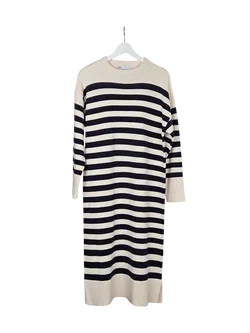 ZARA Damen Maxikleid, creme/marine - Gr. S  - Bild 1