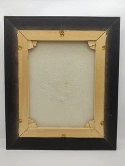 Ölgemälde Leinen auf Holzrahmen mit Golddekor 64×54 cm | Vintage-Schatz - Bild 2