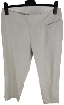 Hose "Joy sportswear", dreiviertellang mit Gummizugbund, Zipp und Tasche, beige mit Stickerei, Größe 46