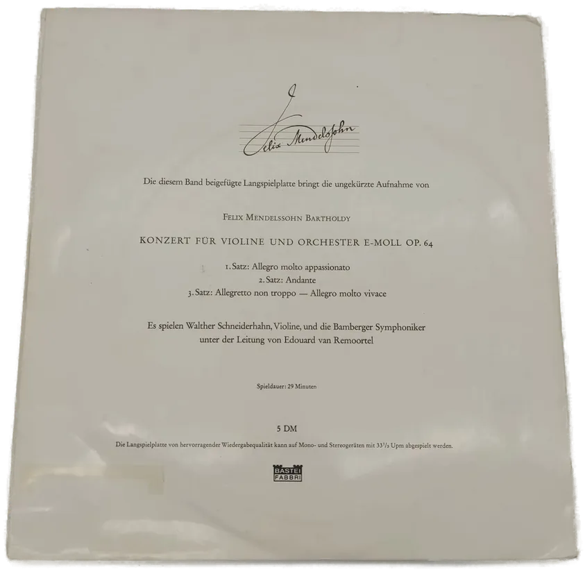 Schallplatte Felix Mendelssohn Die großen Musiker Bamberger Symphoniker – Bild 2