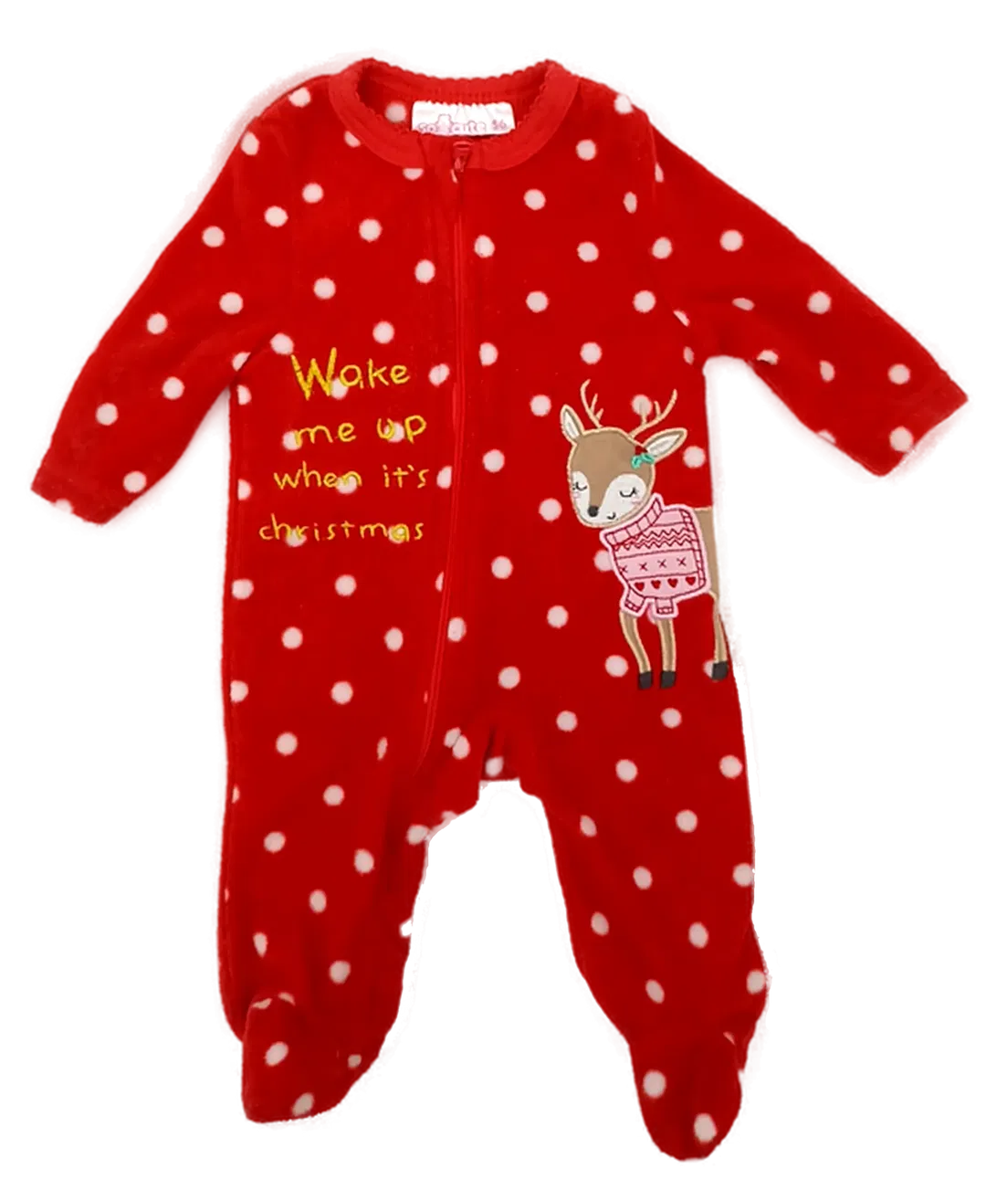 So Cute Baby Weihnachtsoverall rot gepunktet Gr. 56  - Bild 1