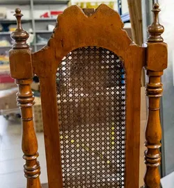 Vintage Sessel Gründerzeit-Hochlehner mit Wiener Geflecht und Rosenschnitzerei - Bild 6