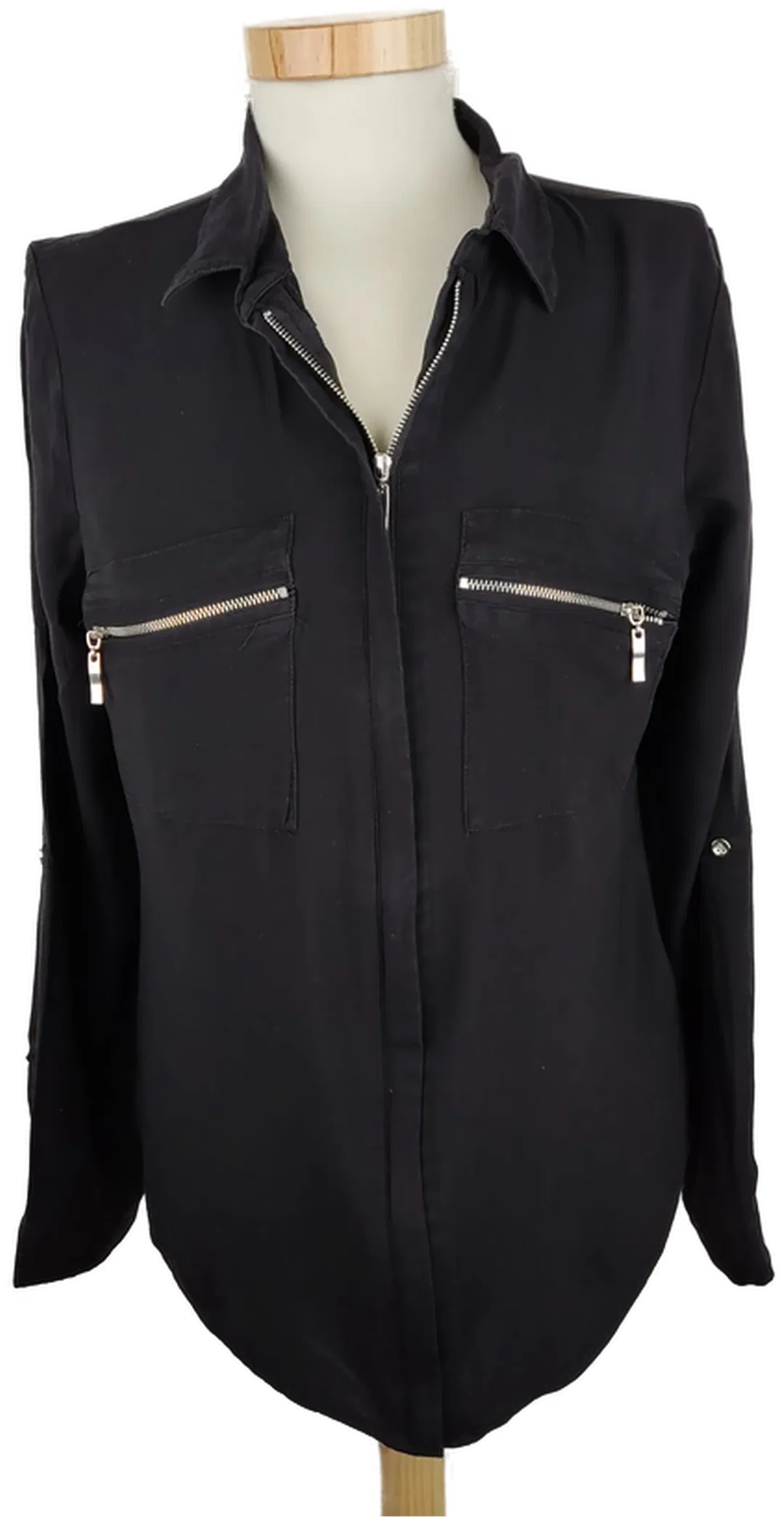Bluse "Jennifer Taylor", langarm mit Kragen, schwarz – Bild 1